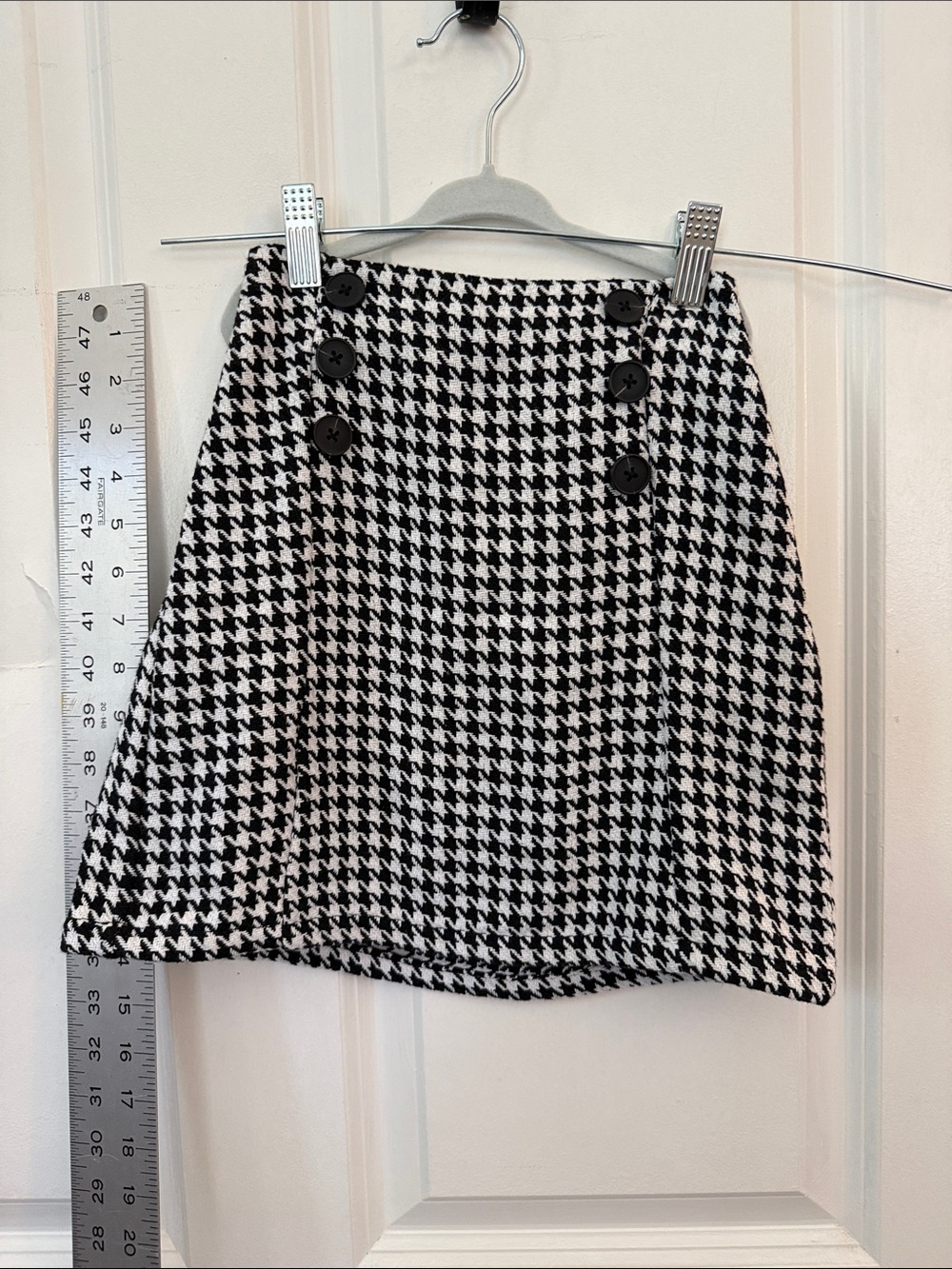 Houndstooth Button-Front Mini Skirt - Black/White